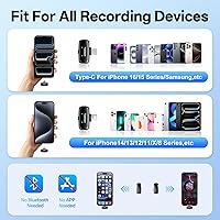 Vista 7 de Mini Wireless Lavalier Microphone for iPhone ipad Android, Noise Reduction and Mute, 33h Charging Case, AI Voice Changer, 131FT Range, Mini Lapel