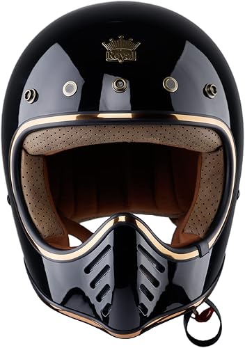 Miniatura 3 de Royal H01 Casco de motocicleta de cara completa, varios tamaños y colores, retro, elegante, diseño único, estilo clásico para mujeres adultas,