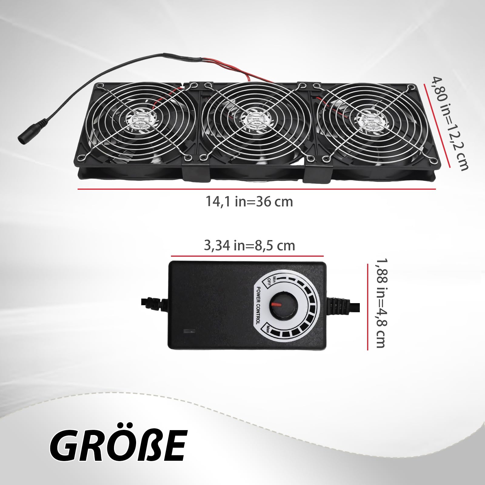 Hoypeyfiy Juego de 3 ventiladores de PC de 120 mm con regulación de velocidad, ventilador axial de 12 V/220 V con doble rodamiento de bolas y carcasa PBT, ventilador silencioso para ordenador de PC