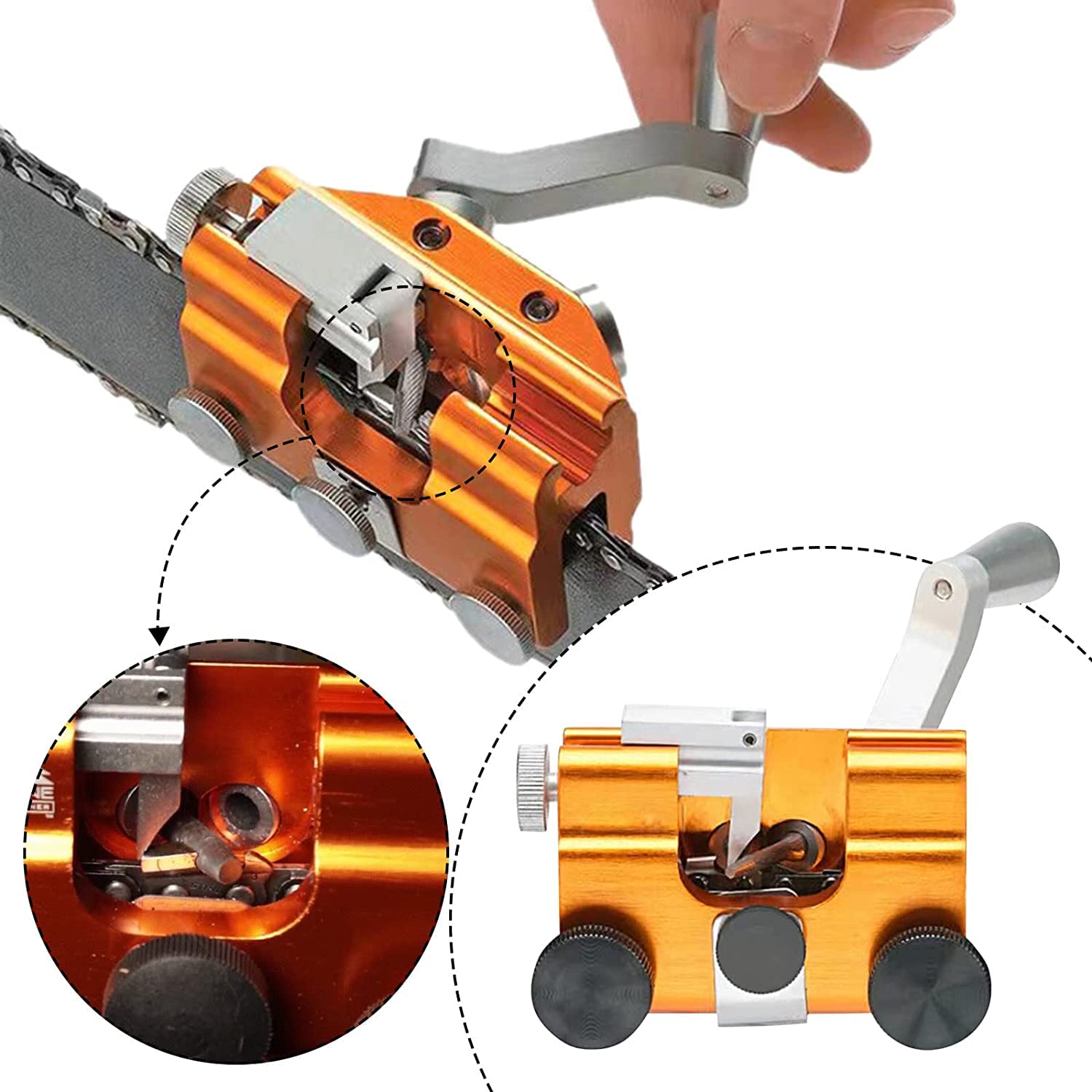 Plantilla portátil para afilar cadenas de motosierras, kit de afiladores de motosierras, afilado de motosierras de lujo, fácil de usar, adecuado para todo tipo de motosierras y sierras eléctricas