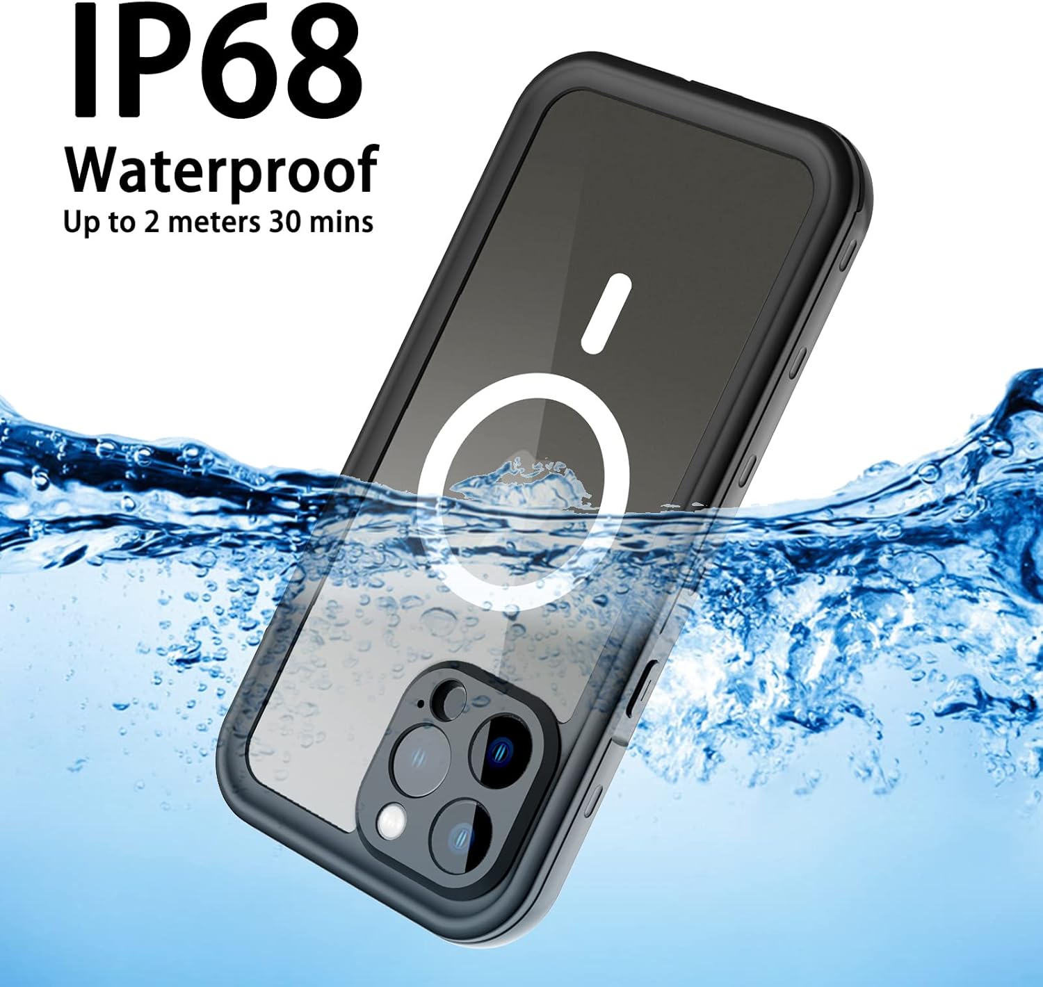 Waterproof Phone Case Compatible with iPhone 13 Pro Max, IP68 Waterproof Shockproof Dust-Proof Phone Case with Built in Screen Protector, Full Body Protective Case (Clear, iPhone 13 Pro Max)