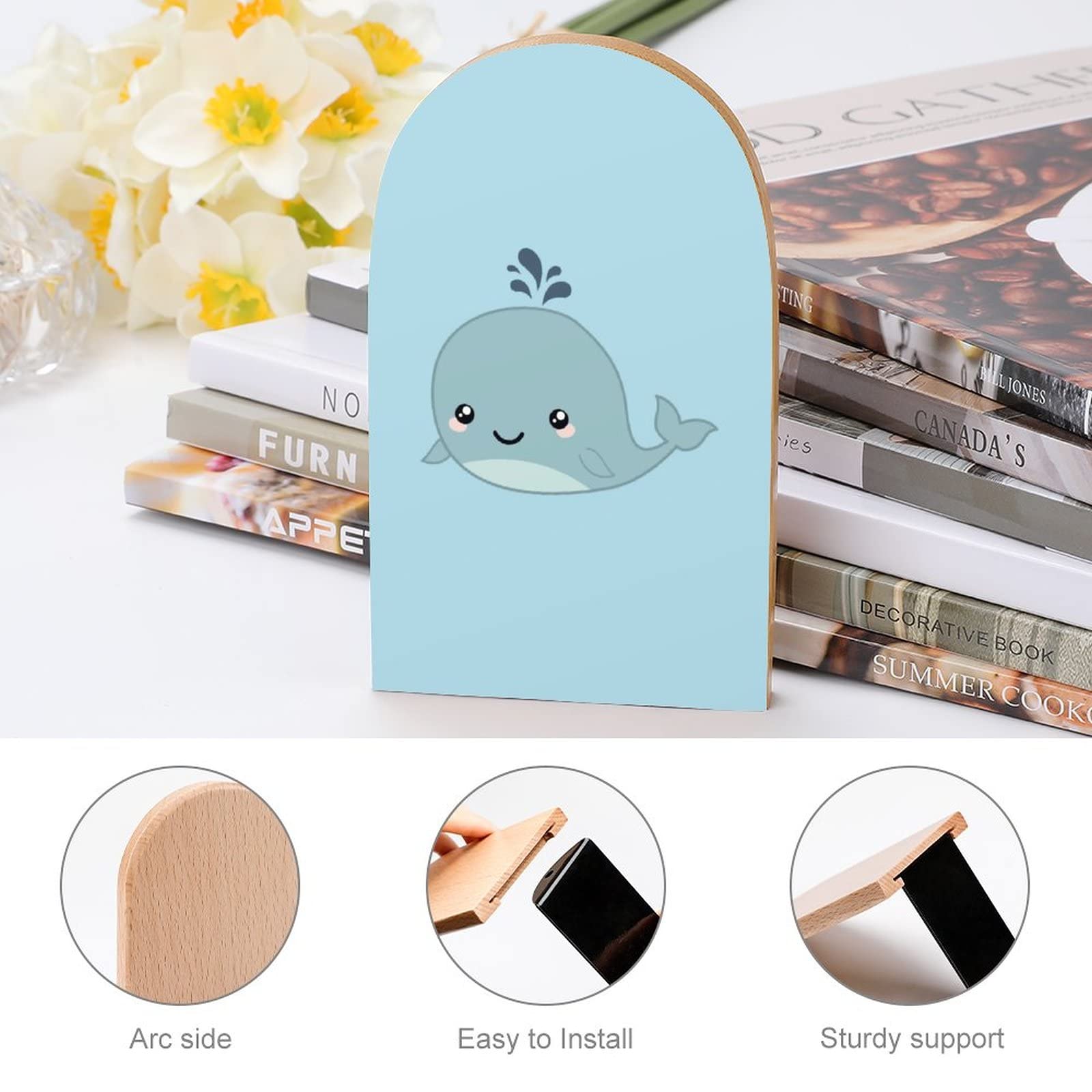 Amazon.co.jp: かわいいクジラ ブックエンド 棚用 木製ブックスタンド