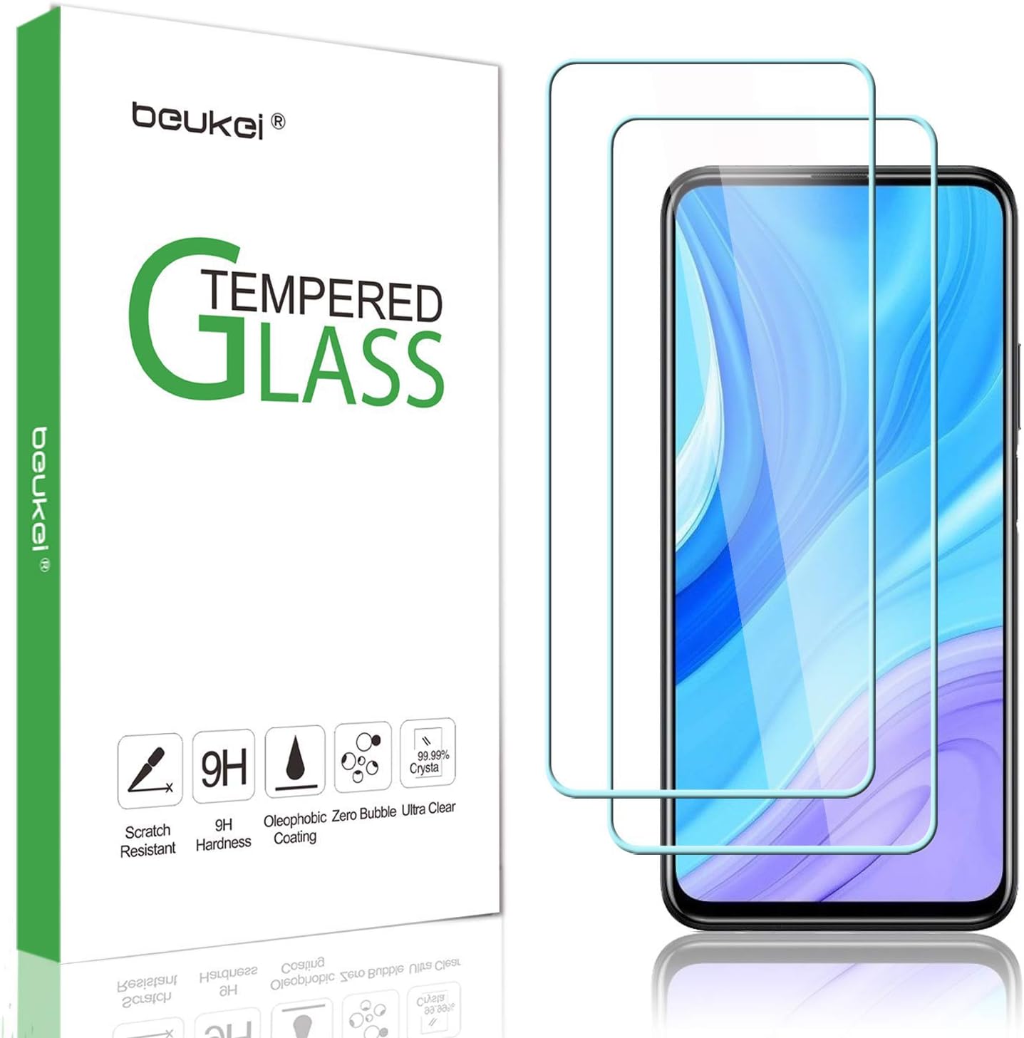 (2-Pack) for Huawei (Y9S) and (Y9 Prime 2019) Screen Protector Tempered Glass, Anti Scratch, Bubble Free