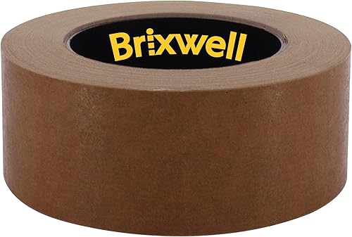 Miniatura 6 de Brixwell 2 rollos - Cinta de embalaje de papel marrón con parte trasera plana de 2 pulgadas x 60 yardas, fabricada en los Estados Unidos