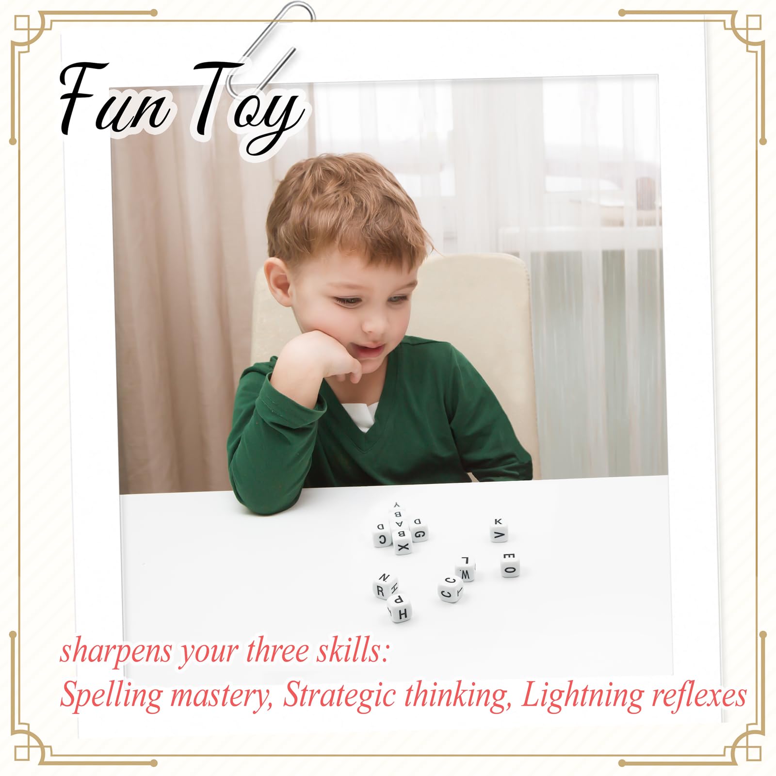 12 Pcs The Crossword Solitaire Game in White with Tin Box & Velvet Bag, Large Spelling Letter Dice Game for Adults, Travel & Game Night - Image 2