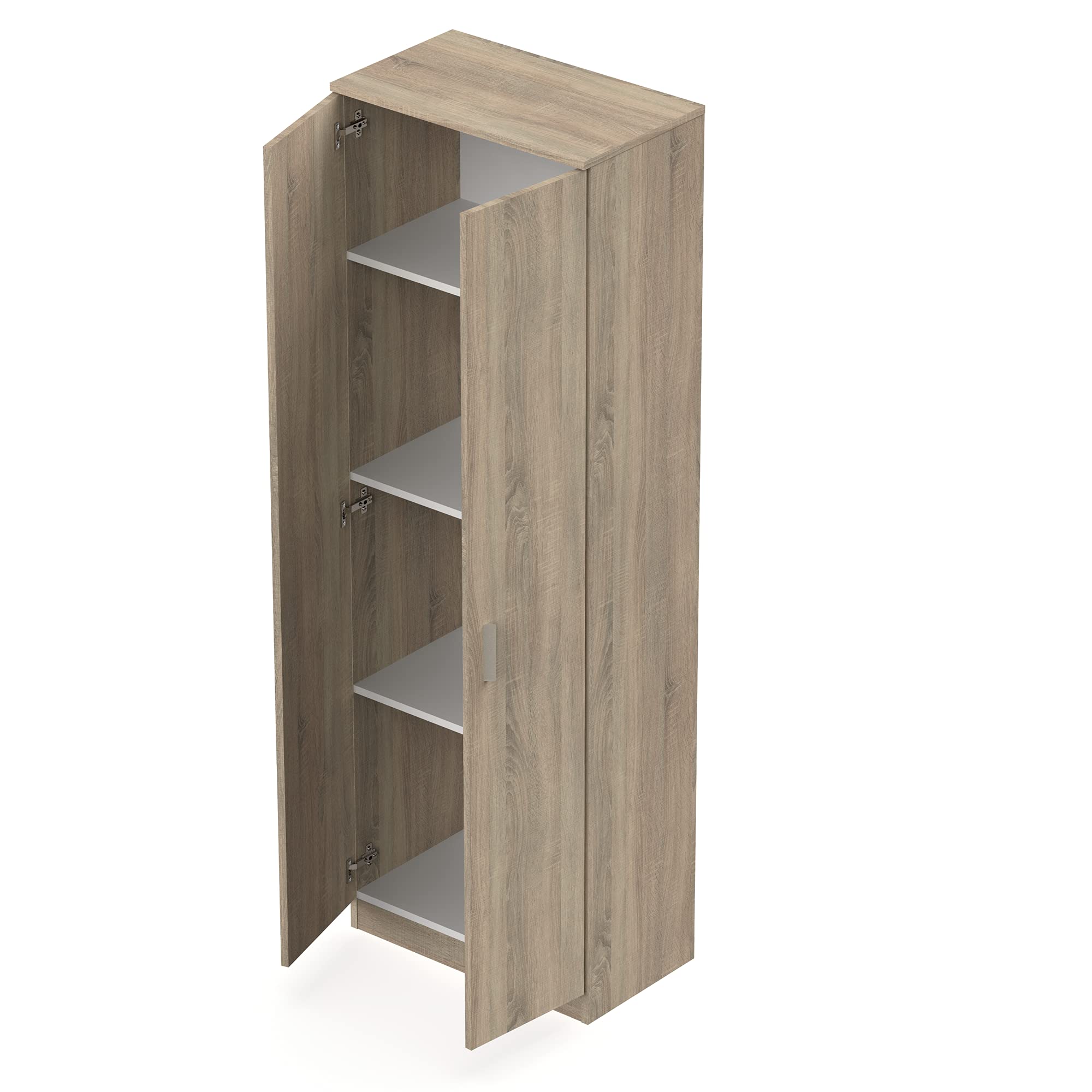 MUEBLES PITARCH Armoire Multifonction 2 Portes pour Nettoyage, Cuisines, galeries, 4 Compartiments, 2 étagères réglables, 180 x 60 x 35 cm (Hauteur x Largeur x Profondeur) Chêne Cambrian, Collection
