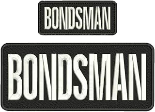 Bondsman EMB Patch 4X10 and 2X5 with Hook Backing BLK/White Bail Bonds Agent - Embroidery Patch for Jacket Hat Backpack