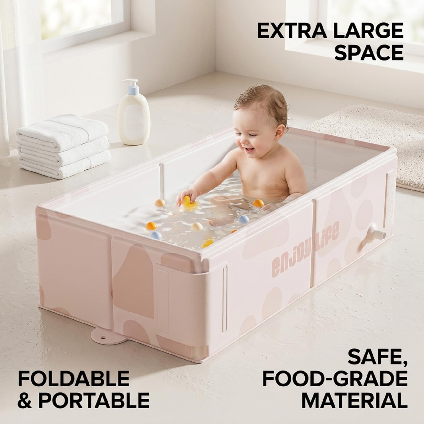 Vaschetta da bagno pieghevole per neonati, vasca da bagno pieghevole per neonati con supporto ergonomico per e bambini piccoli, vasca da portatile salvaspazio, Style-3, Baby