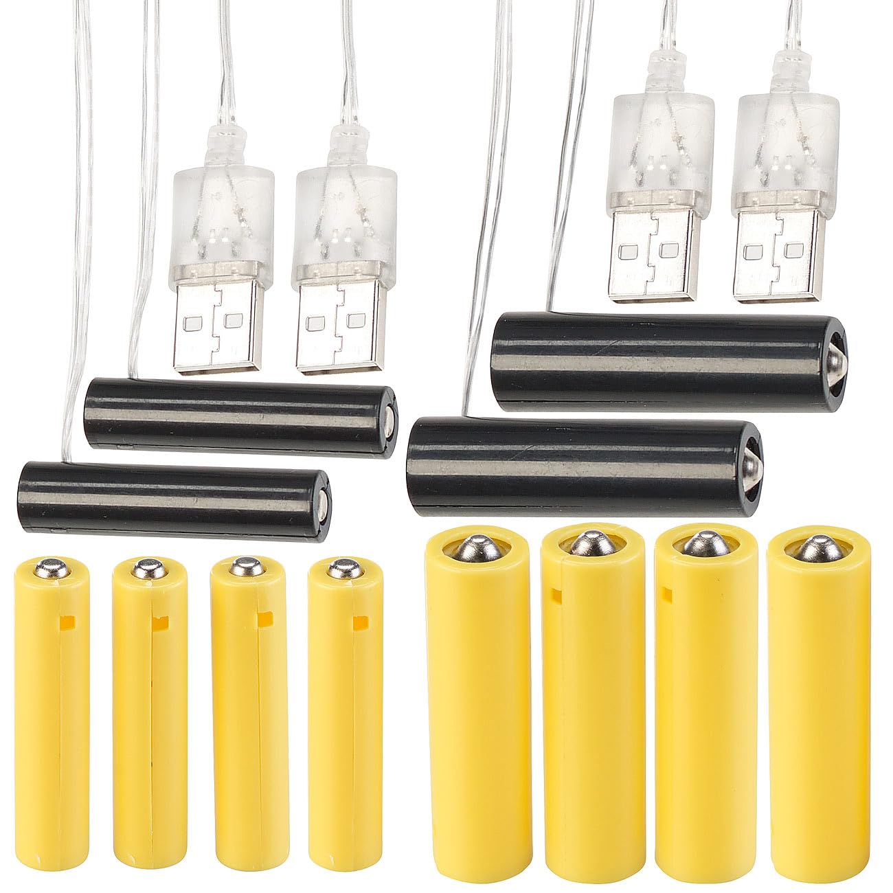 Revolt Adattatore di batteria USB universale 4 pezzi per dispositivi 3V 4,5V AA AAA
