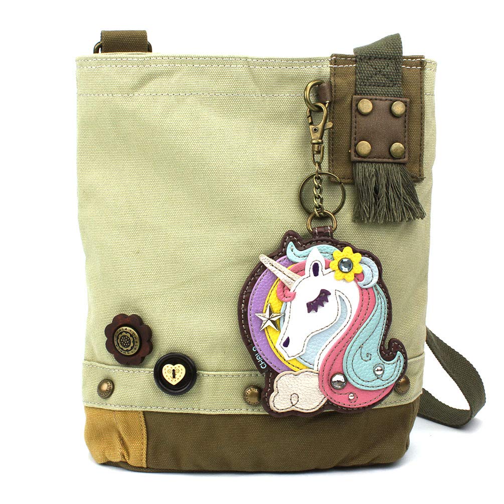 CHALA Patch Cross-Body Women Handbag, Canvas Messenger Bag Olive, Metal Charming Cross - Oliv, Medium — view 98