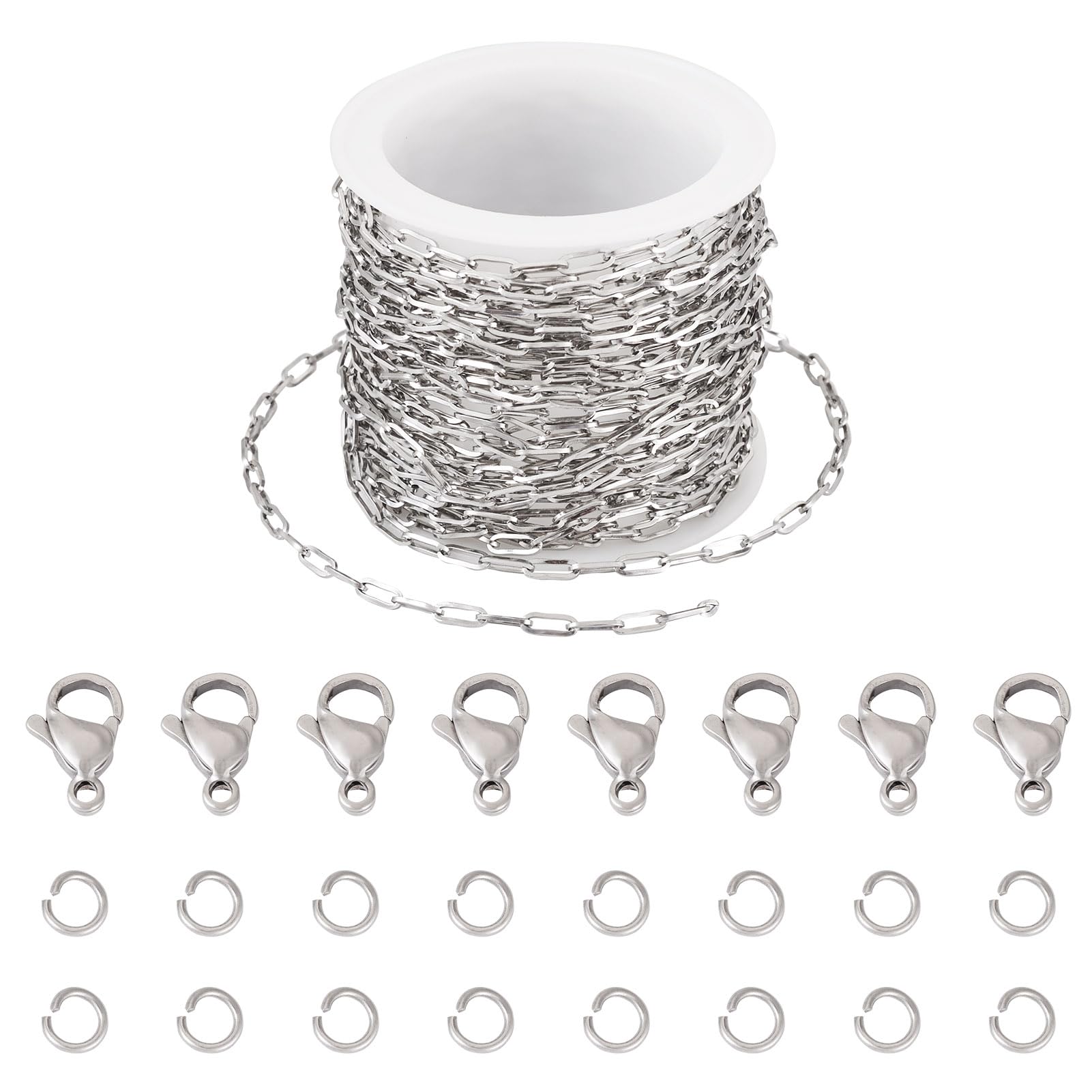 Chaîne de collier 2.5mm acier inoxydable maillons ovales en vrac