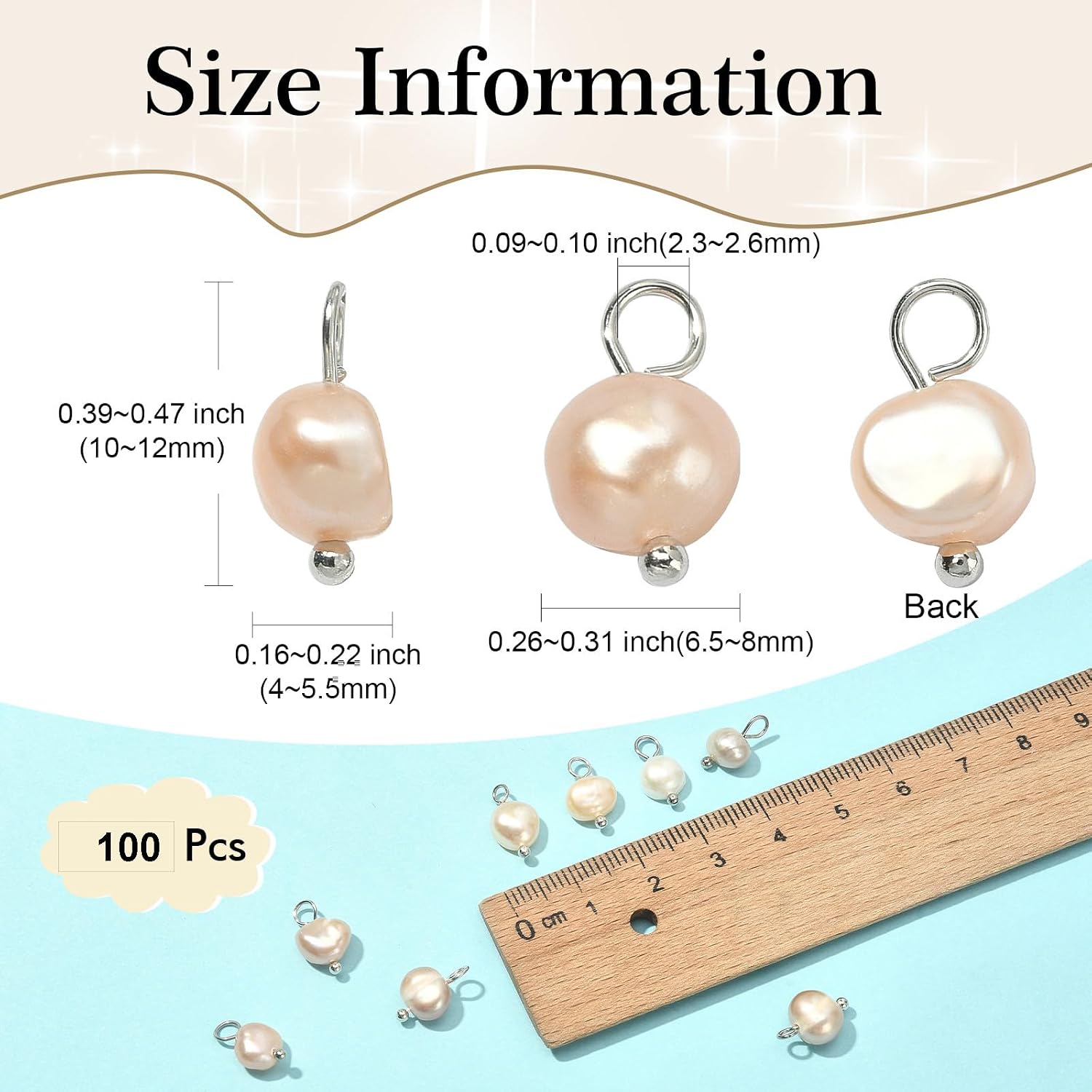 Airssory 100 Pcs Natural Pink Cultured Freshwater Pearl Charms Bulk for Jewelry Making Bracelet Earrings Necklace DIY Craft
