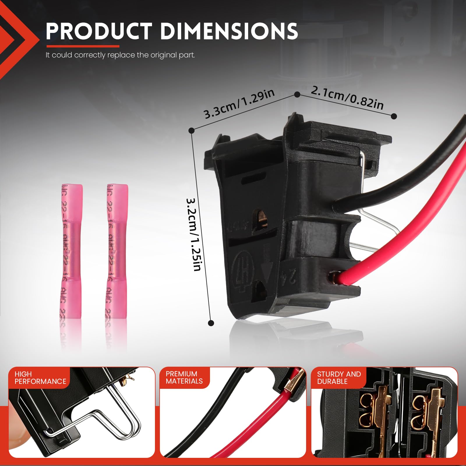 2 Portalampada H7 Per 500 500C (312) 51787491 Kit Riparazione Per Portafari Attacco Lampadina Alogena Con 4 Tubi Termorestringenti 51787492
