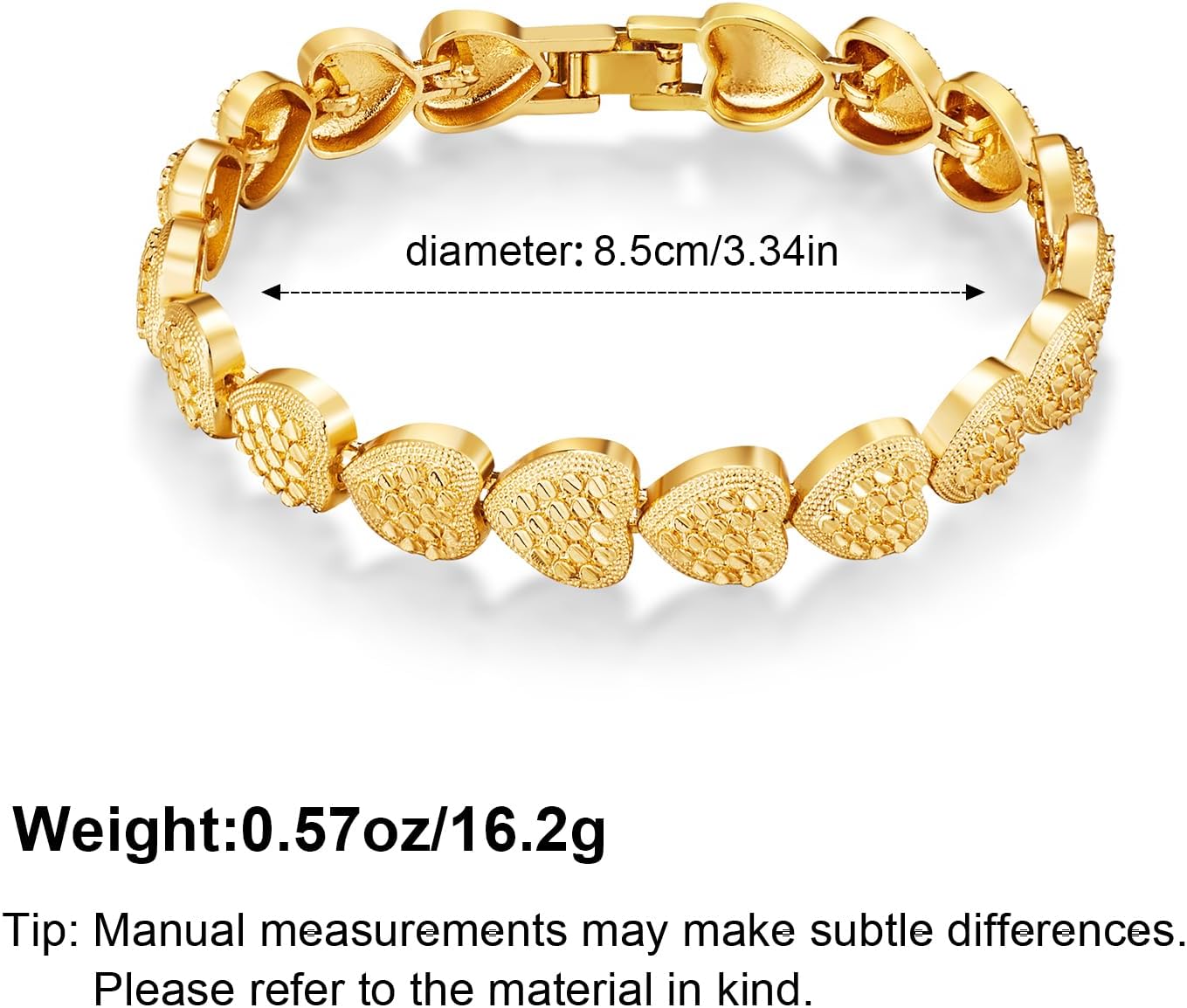 Gold Heart Bracelet for Women Chunky 14k Gold Plated Textured Bracelet Dainty Link Bracelet Fashion Jewelry (heart bracelet) - Image 5
