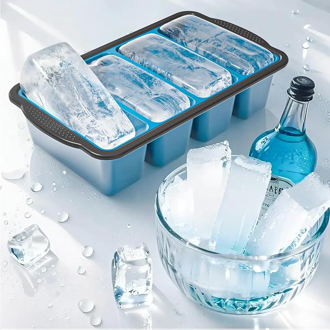 Silicone Freezer Tray With Lid, 8 Large 1 Cup Soup Freezer Molds, Soup Freezer Container for Meal Prepping, Large Ice Cube Tray， Perfect for Storing Leftovers, Sauces, Lasagna, 2-Pack