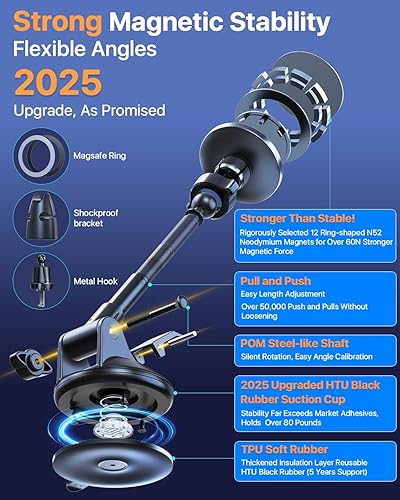 Miniatura 7 de Soporte de automóvil Magsafe actualizado 2024 80 libras de succión más fuerte y grado militar Potente soporte magnético para teléfono celular para
