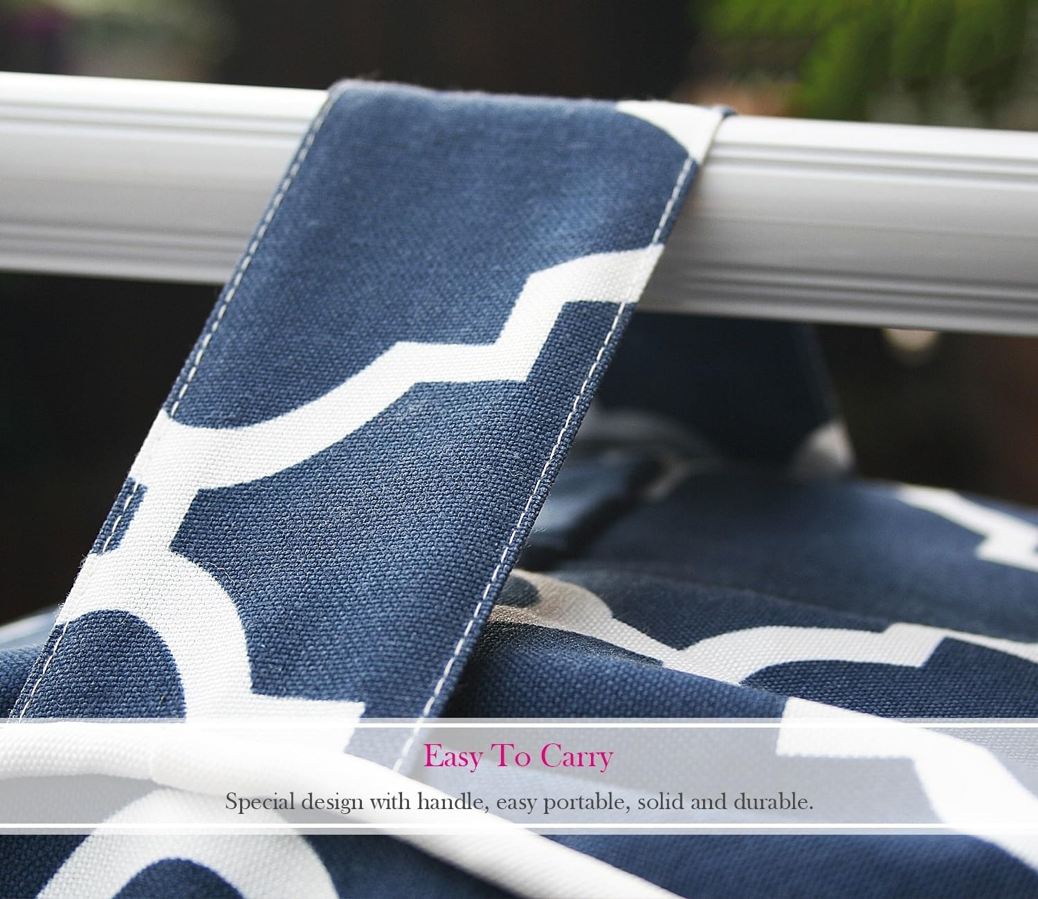 Fabritones Outdoor Inflatable Ottomans with Insert Round 21x9 Inch Navy Geometric Pattern Patio Foot Stools and Ottomans Portable Footrest