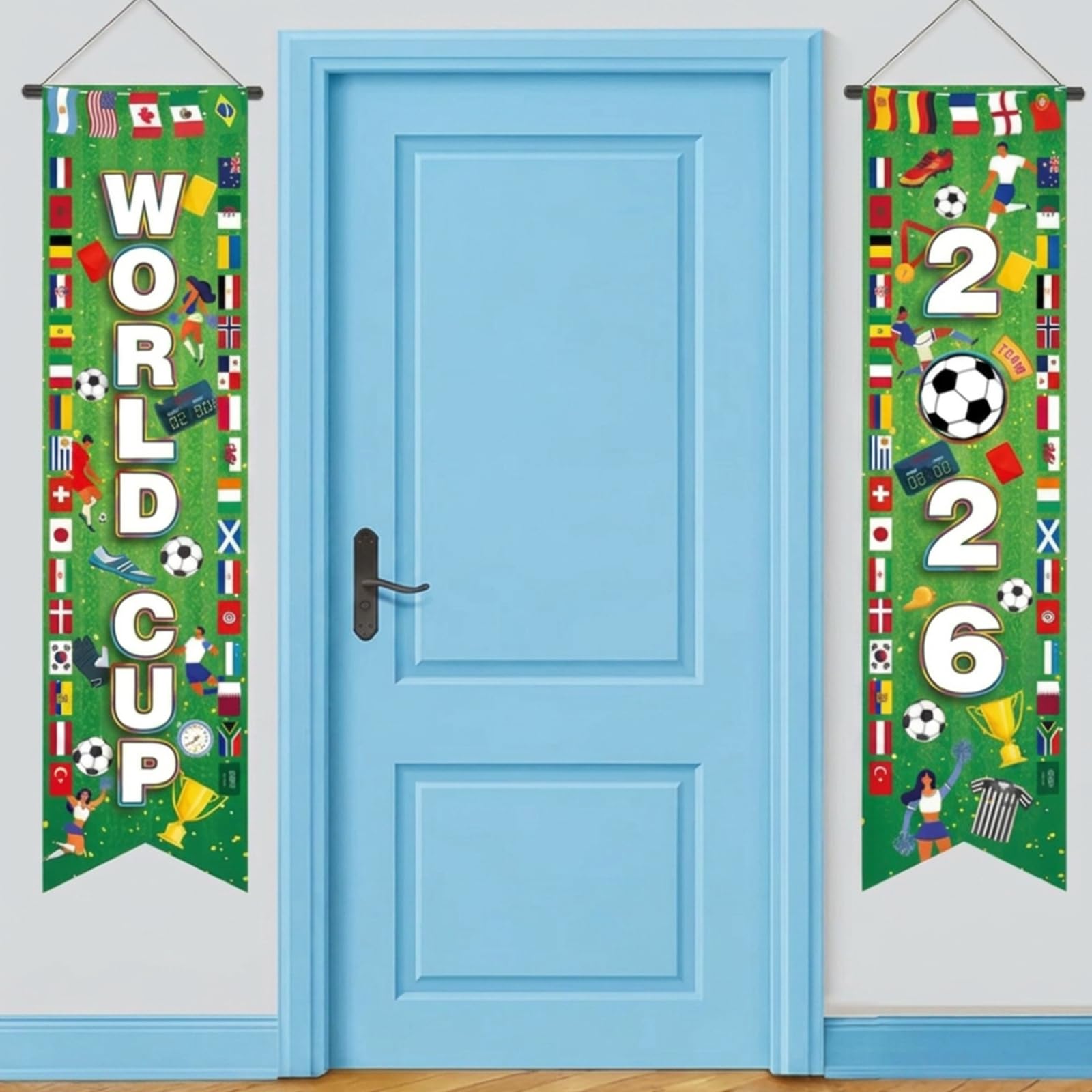 World Cup Football 2026 Decorations,World Cup Decorations,Football Party Decorations,World Cup Bunting,1 Pair Couplet Set for Home Wall Porch Front Door Backdrop Party Decor