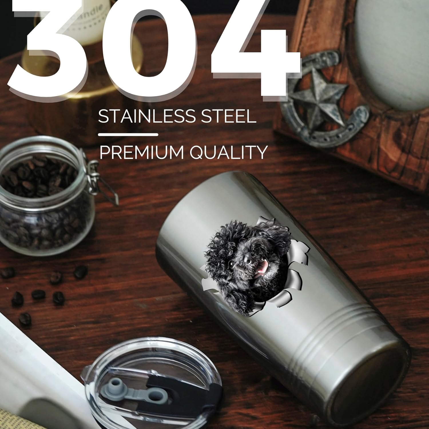 Onebttl Poodle Gifts for Women/Men, Unique Poodle Dog Design, Best Poodle Lover Gifts, 20oz Stainless Steel Insulated Tumbler with Lid & Straw, Poodle Tumbler - Black - Image 2