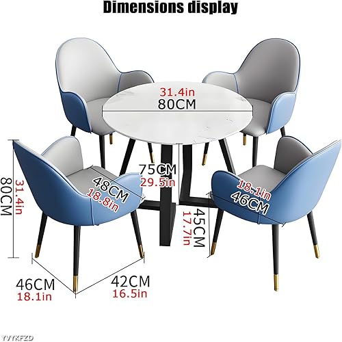 Miniatura 6 de YVYKFZD Office Reception Room Club Table and Chair Set, Simple Round Conference Table, 5 Piece Coffee Table Kitchen Dining Table Set, Small Dark