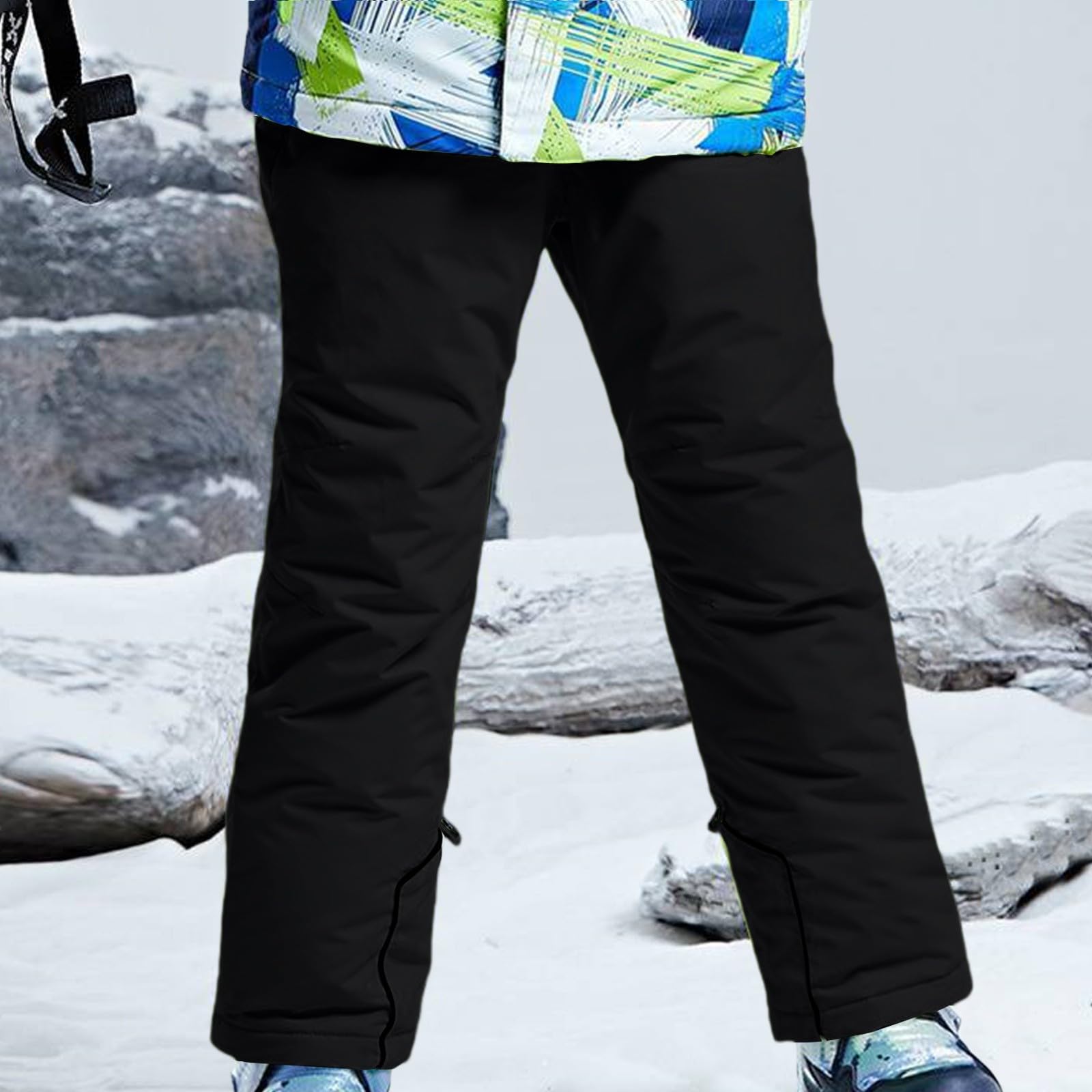 Pantalones de nieve para niños y niñas, cálidos, acolchados, impermeables, para esquí, senderismo, snowboard, unisex, cortavientos, gruesos, ropa deportiva