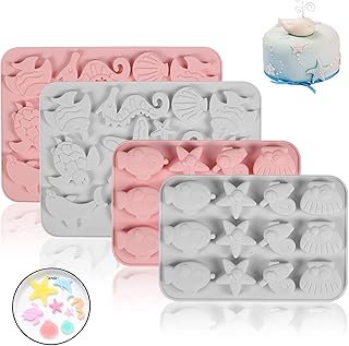 Marine Life Silicone Mold Ocean Seashell Fish Fondant Molds DIY Chocolate Candy Baking Tools for Birthday Cake Decoration ...
