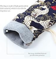 Vista 4 de Bolsa de tela de algodón para flauta: Bolsa de almacenamiento de flauta verde oscuro ajustable,Cubierta protectora portátil ligera para instrumentos