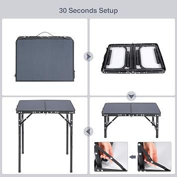 REDCAMP 2ft Small Camping Table, Aluminum Folding Adjustable Height，Grey | Portable Camping Table, Lightweight Aluminum Folding, Adjustable Height, for Camping Hiking Outdoor，Grey