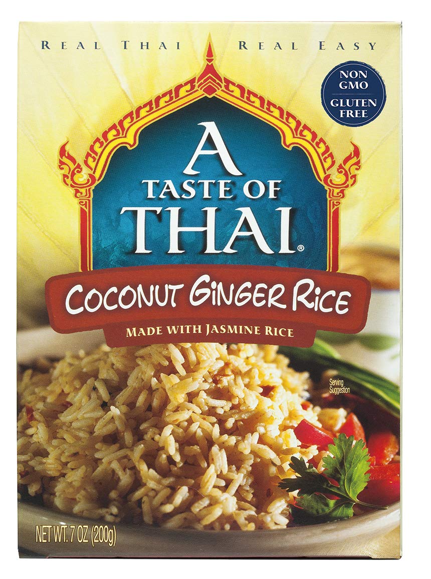 A Taste of Thai Jasmine Rice Instant (Coconut Ginger Rice) – Authentic Thai White Rice Organic, Flavored with Classic Thai Spices | Organic, Gluten-Free, Non-GMO Instant Heat & Eat- 6 Pack, 7oz
