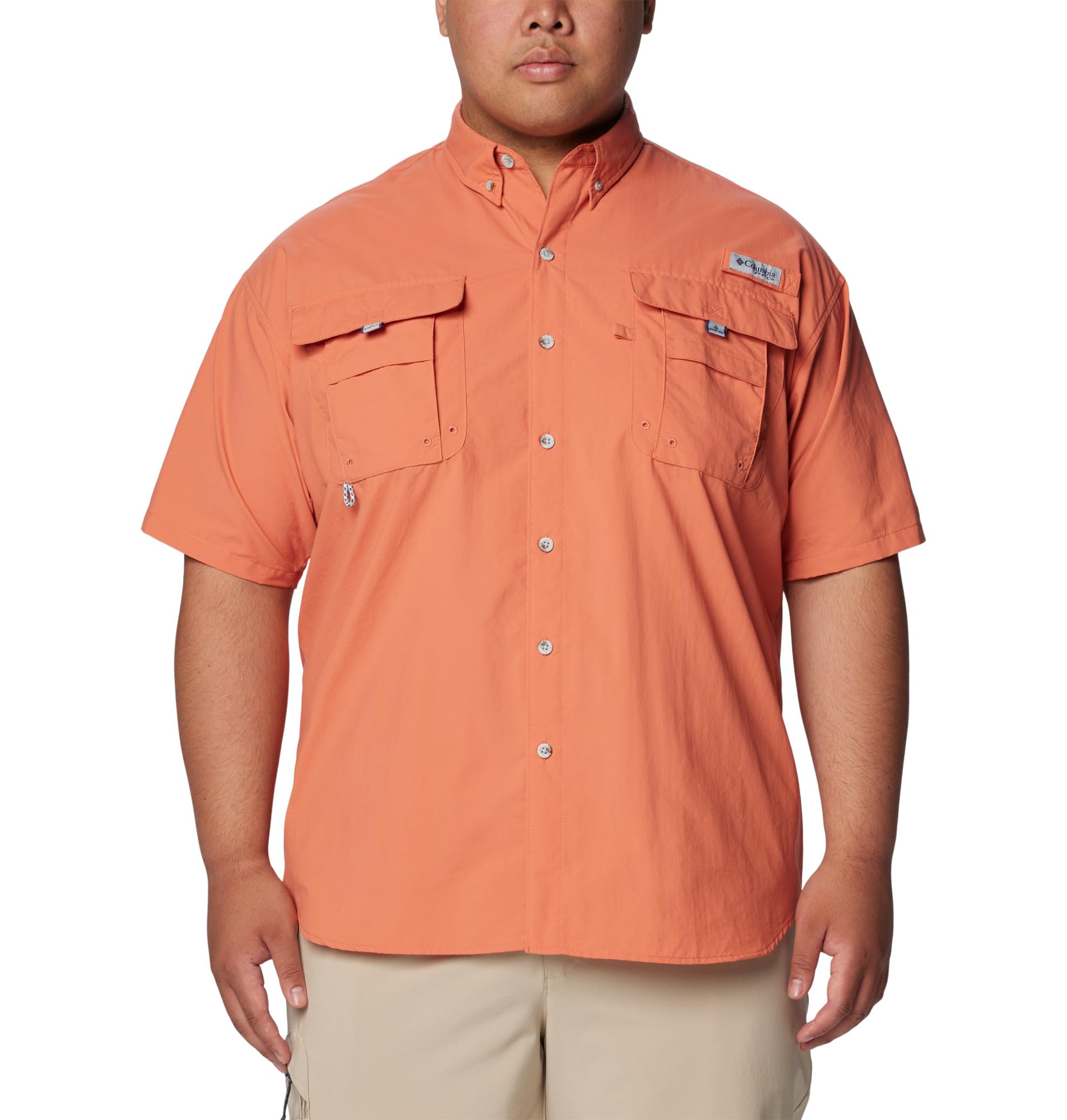 Columbia Men's Faded Peach Pfg Bahama Ii Short Sleeve Shirt, Medium