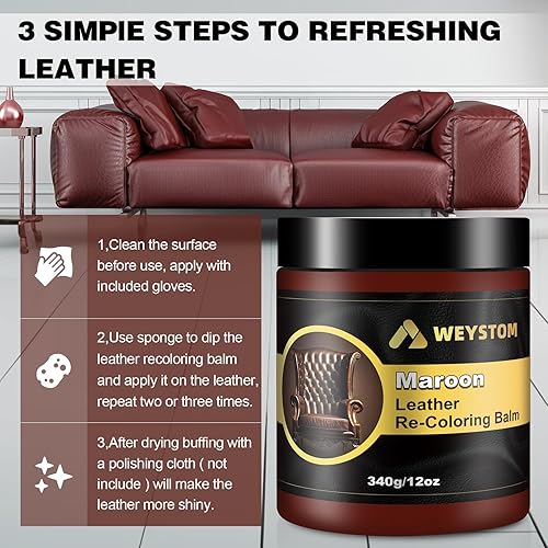 Miniatura 9 de Bálsamo de recoloración de cuero  Kit de reparación de cuero para muebles, tinte de cuero, recolor, renovación, reparación y restauración de cuero
