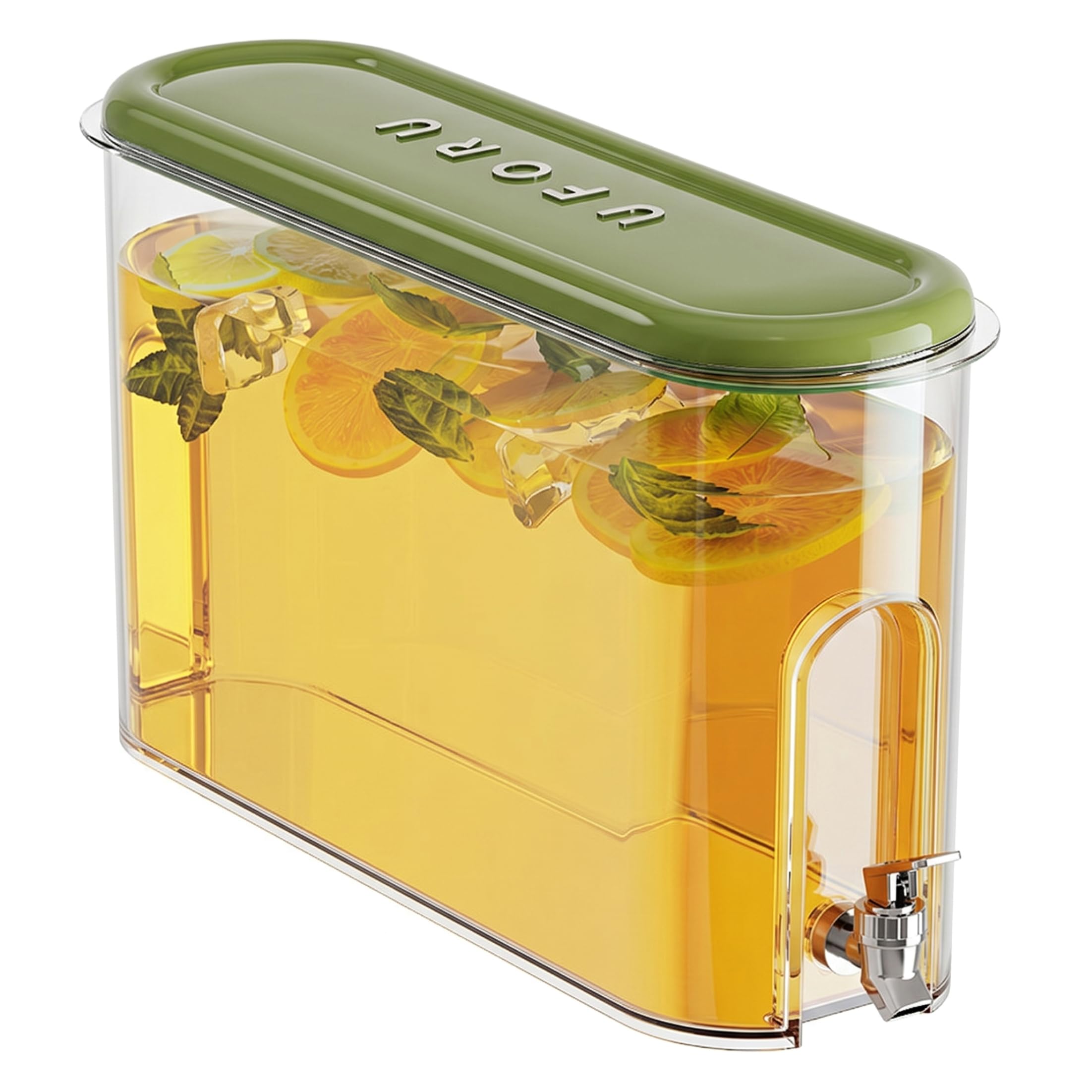 Wilafury 1 Gallon Drink Dispenser for Fridge, Plastic Drink Dispenser with Spigot & Lid, Space-Saving Large Capacity Water Jug for Home Office Camping, 4L, Green