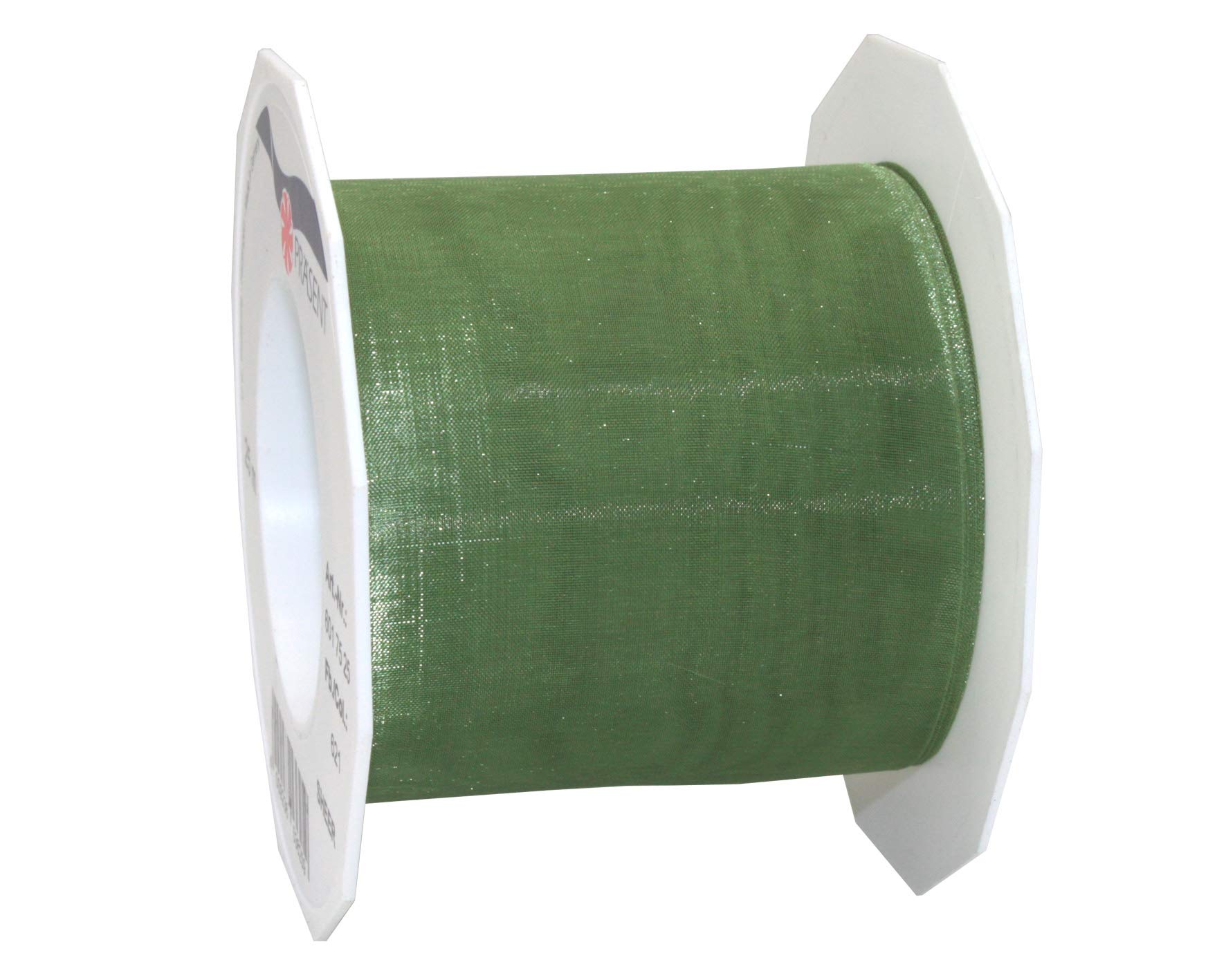 PRÄSENT Organza Ribbon, Polyester, Olive, 72mm-25m