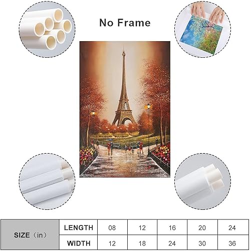 Miniatura 2 de Arte de la Torre Eiffel, paisaje urbano de París al atardecer, póster de Francia, hermoso paisaje urbano famoso, impresiones artísticas de pared