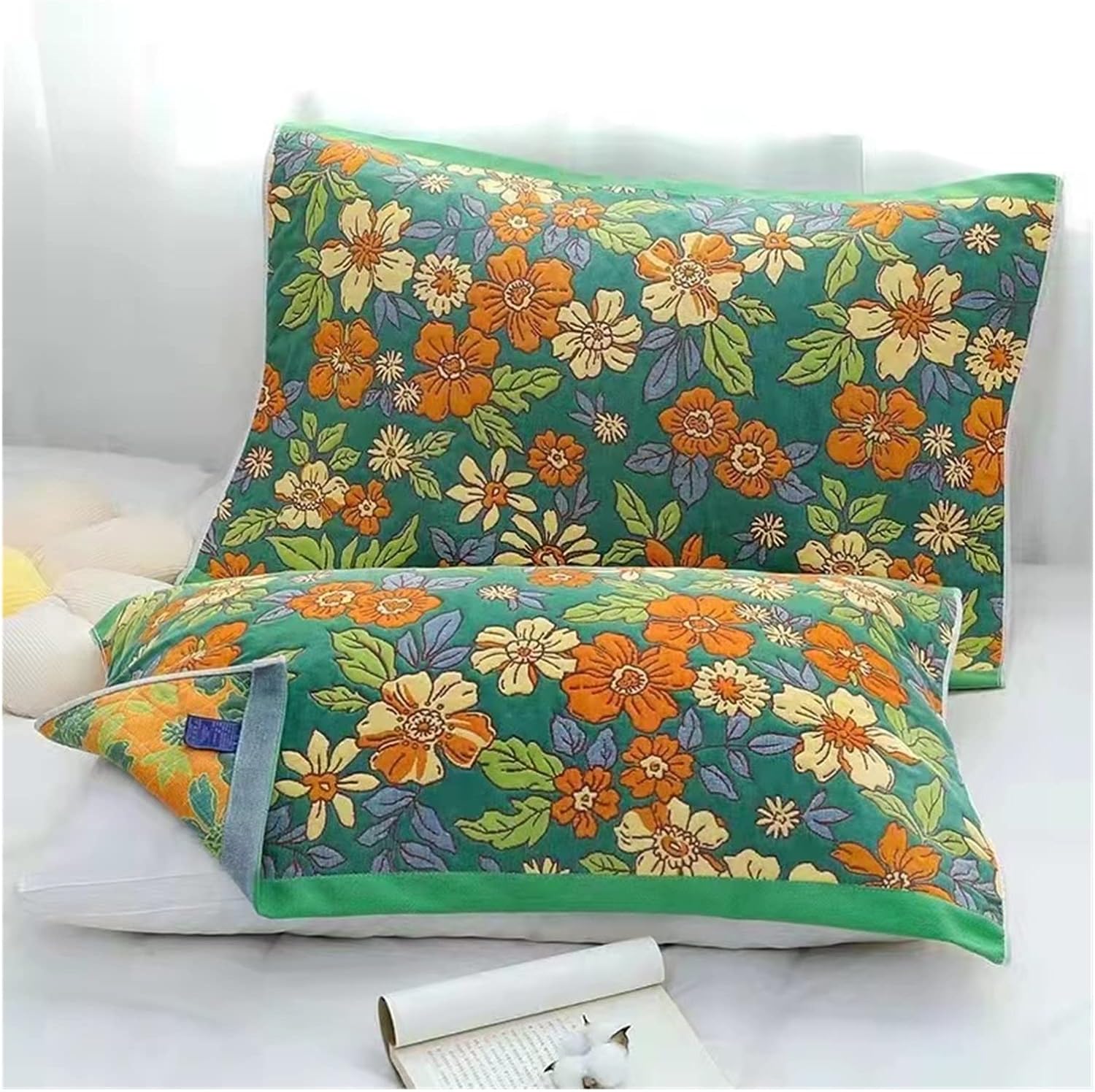 Cotton 5- Layer Thickened Gauze Pillow Towel Home Bedding Decorative Cushion Cover Super Soft Bedding Set (Color: G, Size: 52cm*78cm) (E 52cm*78cm)