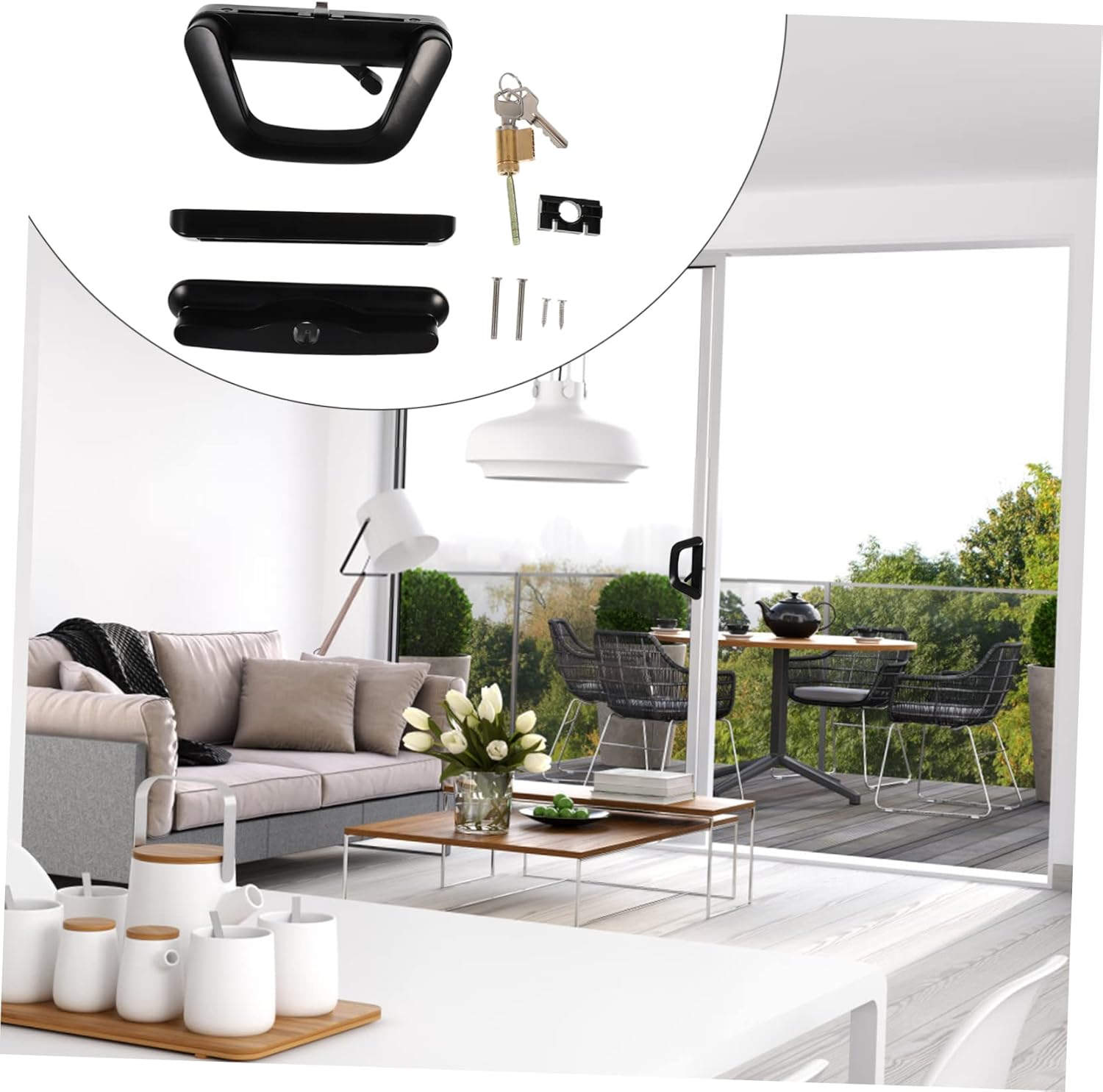 Vaguelly 1Set Zinc Alloy Sliding Door Lock with Key Durable Glass Door Latch for Home Use Easy Install Locking Mechanism for Bedrooms Kitchens and Balconies