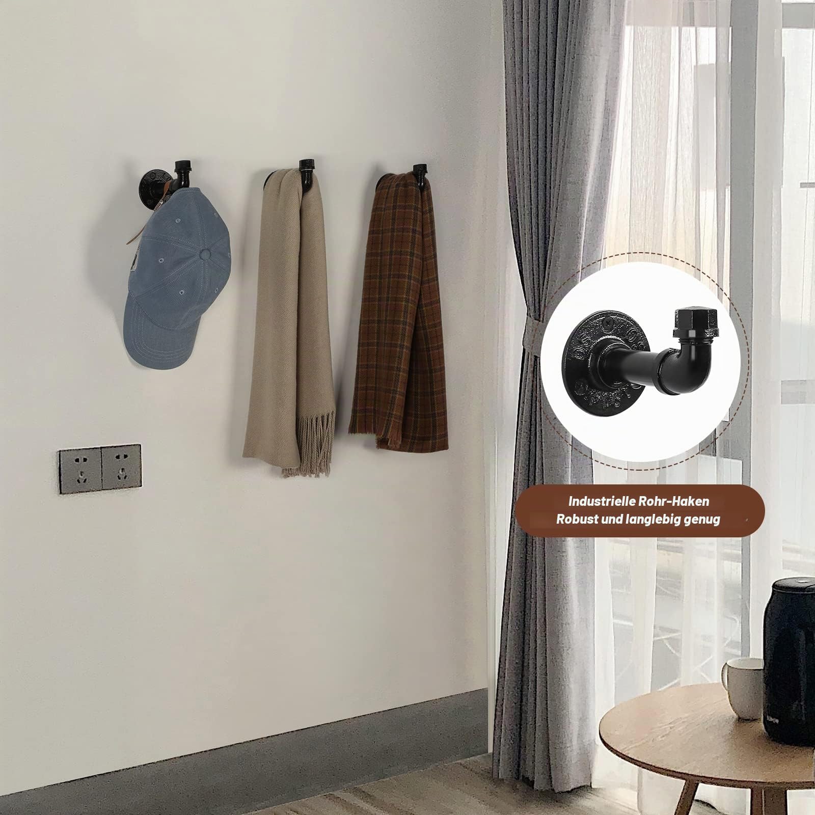 13-teiliges Handtuchhalter-Set, schwarz, Badezimmer-Hardware-Set, industrielles Rohr, Badetuchhalter, Zubehör-Set, Wandhandtuchstange, Toilettenpapierhalter, Handtuchring, Bademantelhandtuchhaken,