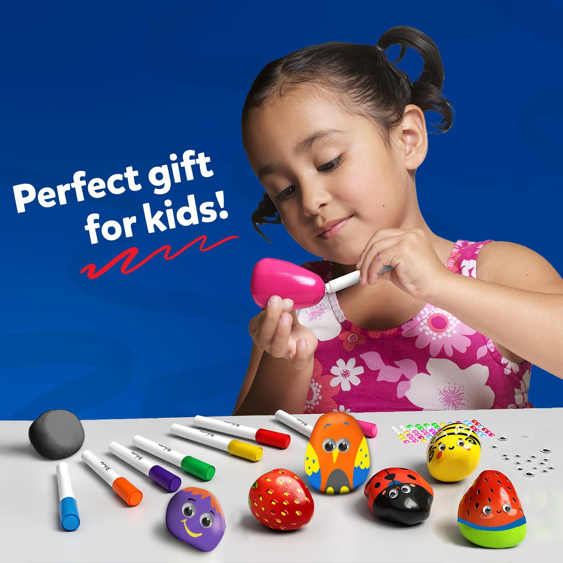 Skillmatics Rock Painting Kit - Mess-Free Art & Craft Activity for Girls & Boys, Craft Kits & Supplies, DIY Creative Activity, Gifts for Kids Ages 4, 5, 6, 7, 8, 9, 10, 11,12