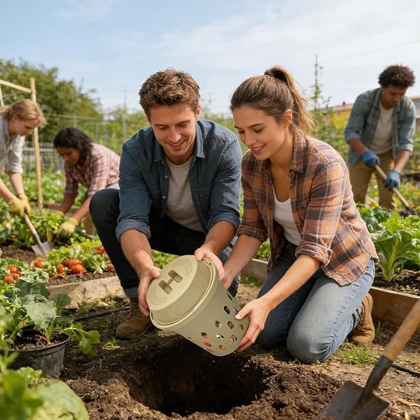 worm farm composter,with ventilation holes,in ground worm composter bin | for backyard raised bed vegetable plot nursery farm park beginners gardeners - 2