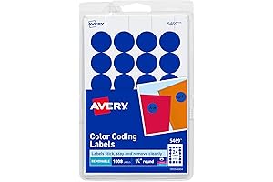 Avery Removable Printed Labels, Blue 3/4 inch