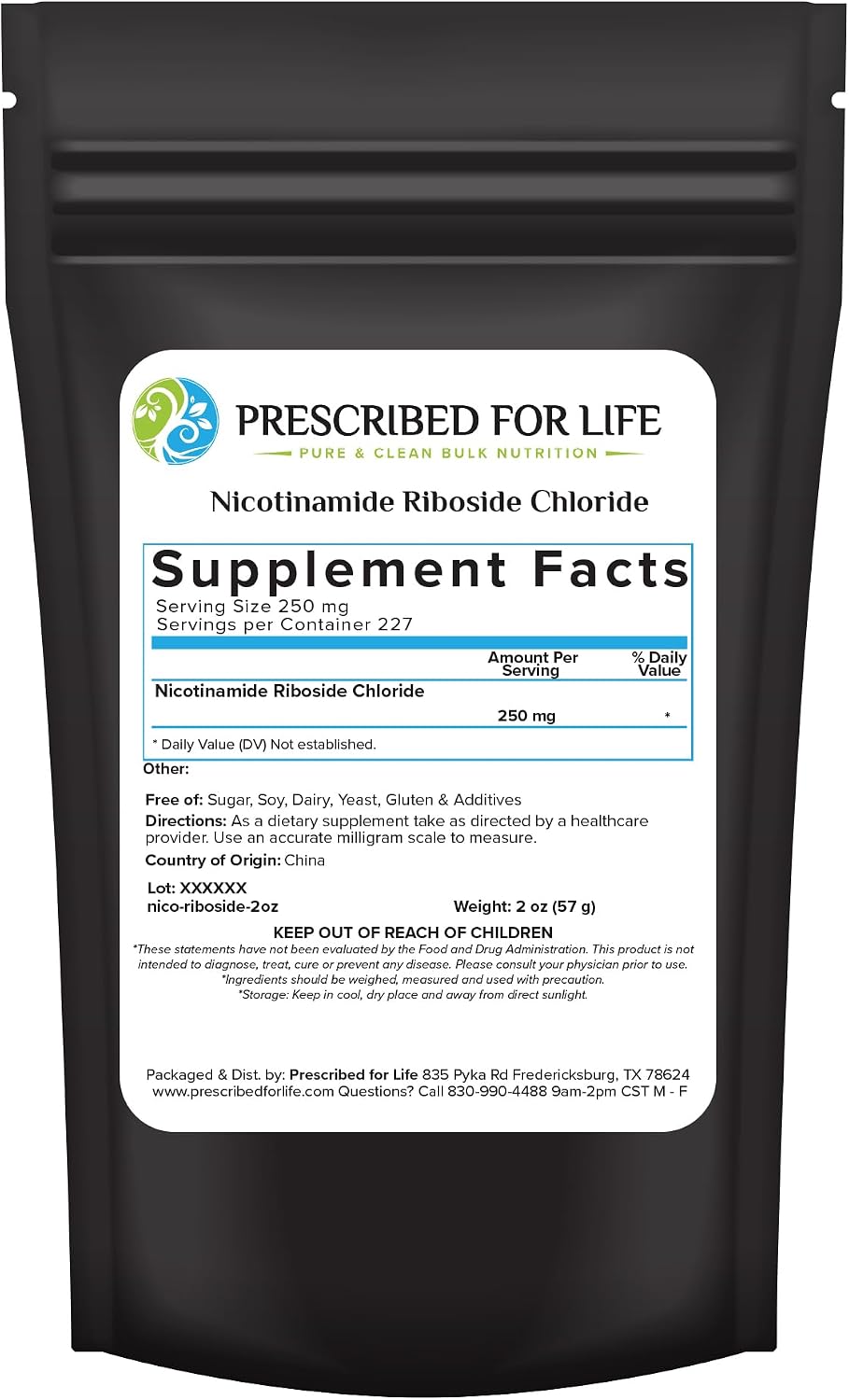 Prescribed For Life Nicotinamide Riboside Powder, Form of Vitamin B3, Vegan & Non GMO (1 kg / 2.2 lb)