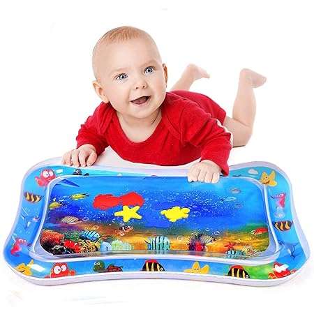 JIGsMART Tummy Time Water Mat for Babies Water Bed for Kids Water Play Mat for Babies Indoor and Outdoor Inflatable Baby Mat Leakproof Water Play Mat for Baby