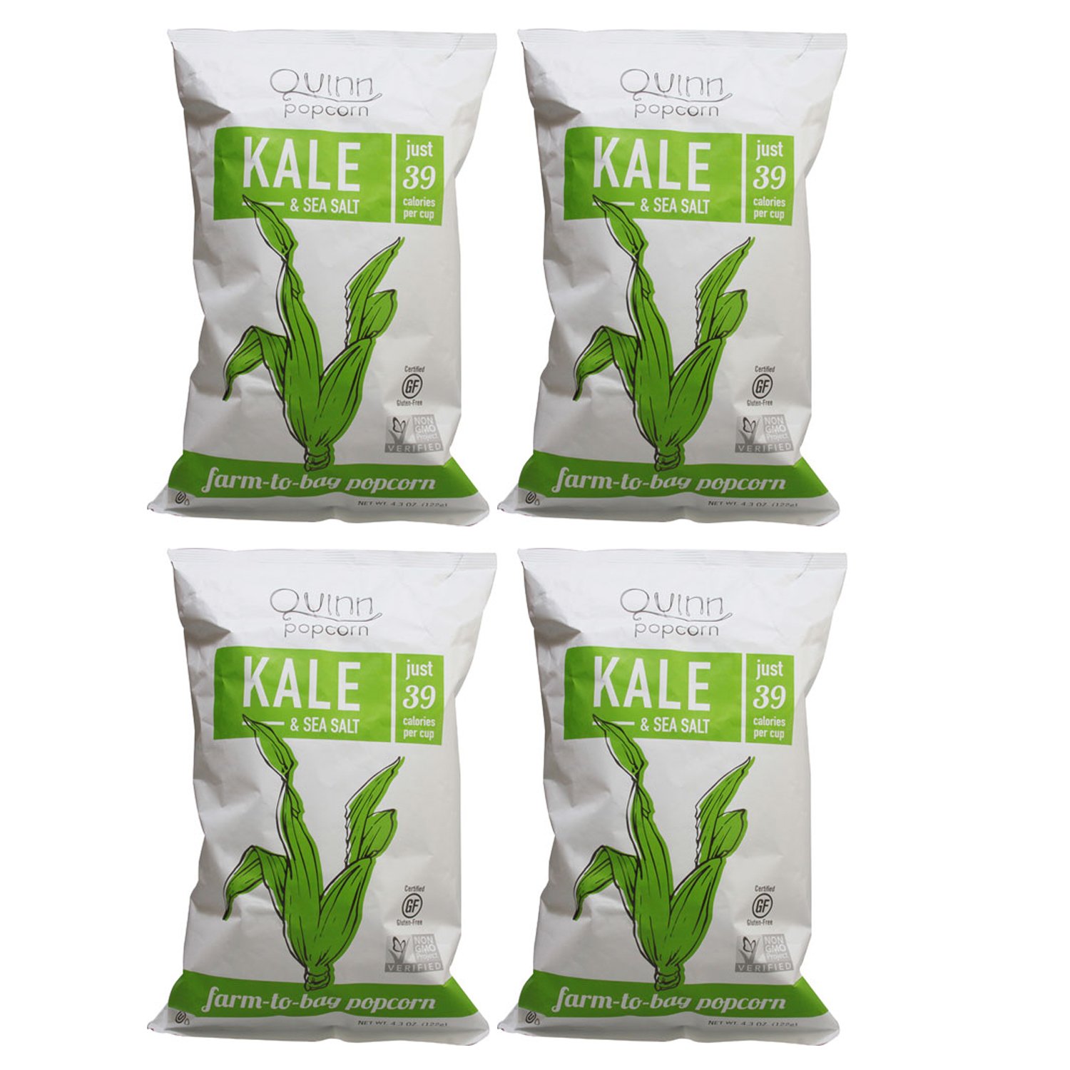 QUINN Popcorn Kale & Sea Salt RTE Gluten Free [ 4 Pack ]