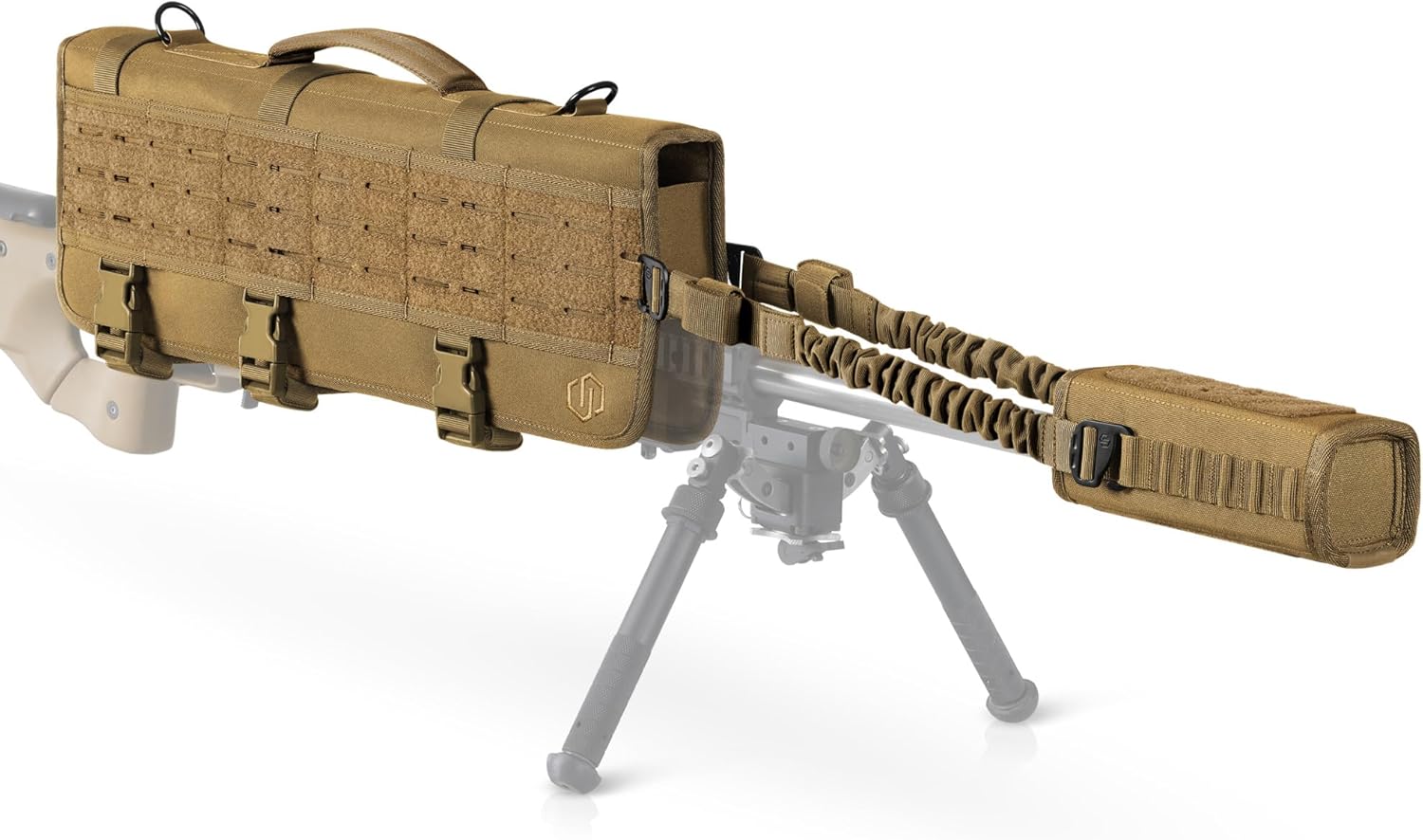 Savior Equipment 20" MOLLE Tactical Rifle Scope Carry Case & Muzzle Cover w/Hook Backing, Padded 600D Heavy Duty Polyster to Protect Firearm During Transportation