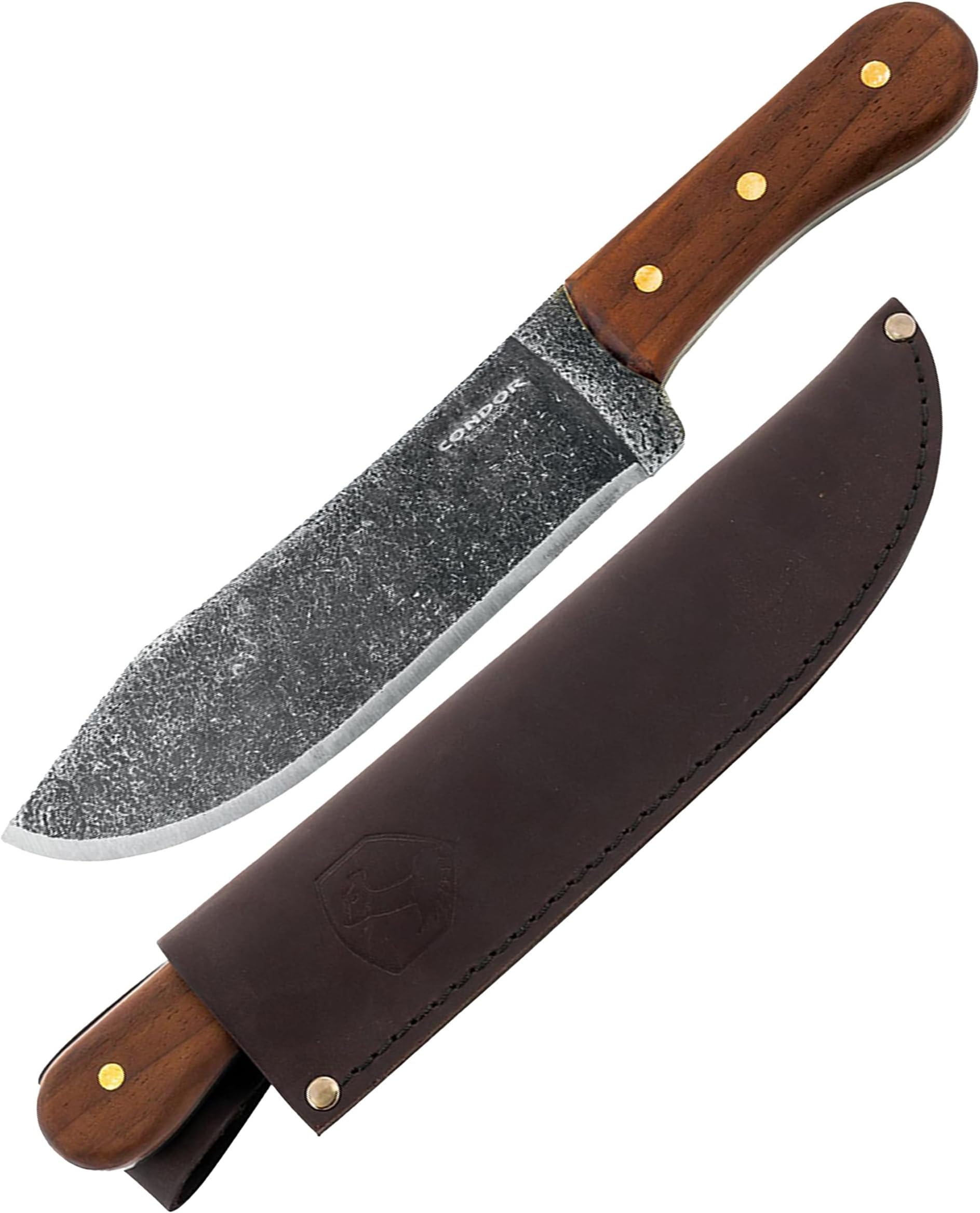 Tool & Knife Hudson Bay Camp Knife - 1075 High Carbon Steel - Full Tang Walnut Handle with Hand Crafted Welted Leather Sheath - 8.4in Blade - 5mm Thick - 20.5oz