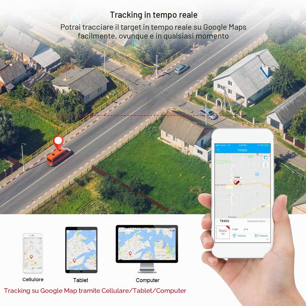 TKMARS 4G Localizzatore GPS per Auto, Moto con APP,Tracker gps con Microfono e Scheda SIM, 20000mAh Batteria a Lunga Durata (240 Giorni), Antifurto con Magnete, Geofencing，Monitoraggio in Tempo Reale