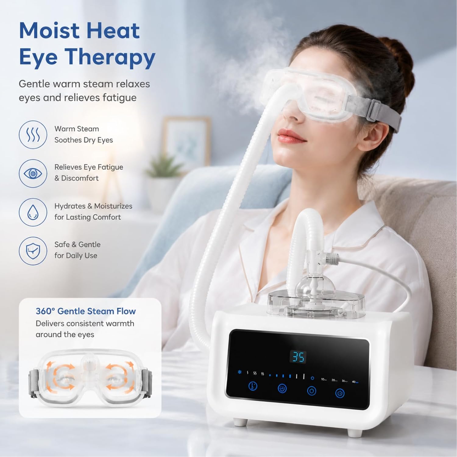 Eye Steamer for Dry Eye, Heated Eye Care Device with Moist Heat Steam Therapy for Tired Eyes Relief,1pc