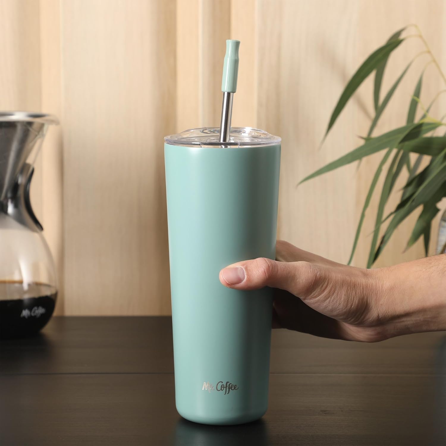 Mr. Coffee Java Quest 23 oz Double Wall Stainless Steel Tumbler with Lid & Reusable Straw, Insulated Thermal Drink Cup for Hot & Cold Beverages, Teal