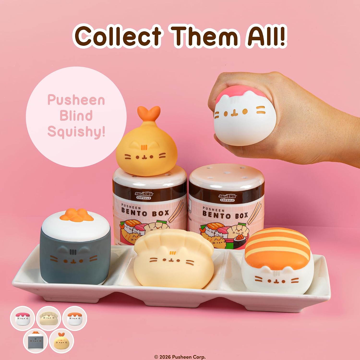 Hamee Pusheen the Cat SquiSHU Capsule [Bento Box Series] Cute Squishy Collectible Figurine [Birthday Gift Bags, Party Favors, Gift Basket Filler] for Adults and Teens - 1 Pc.