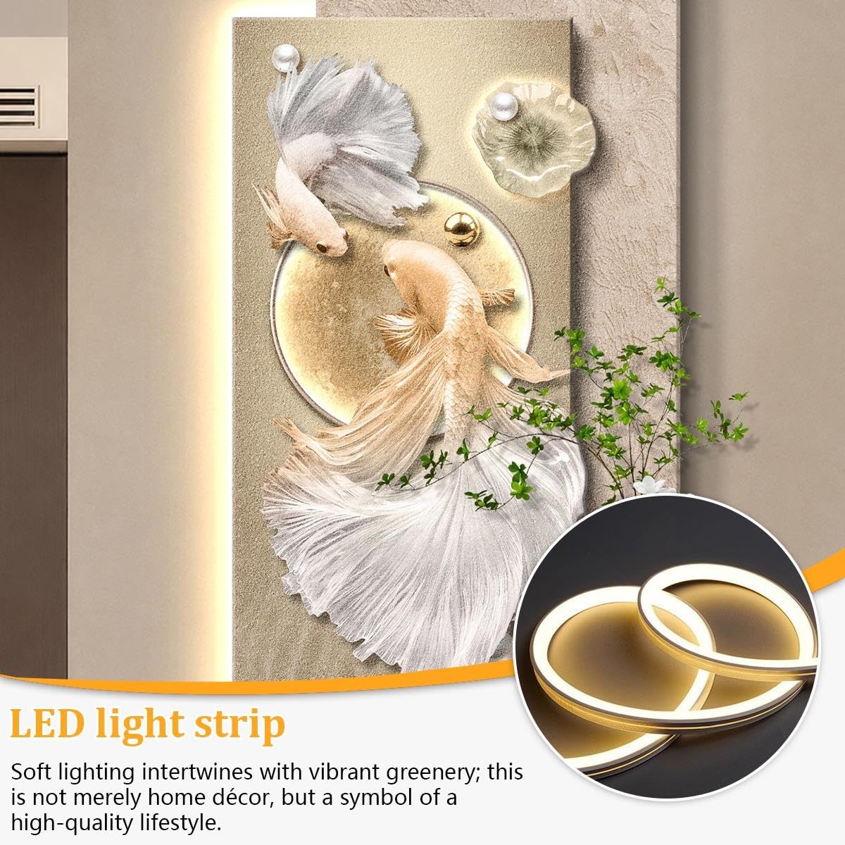 Déco Murale en Grès, Art Mural en Grès avec Lumière LED pour Maison